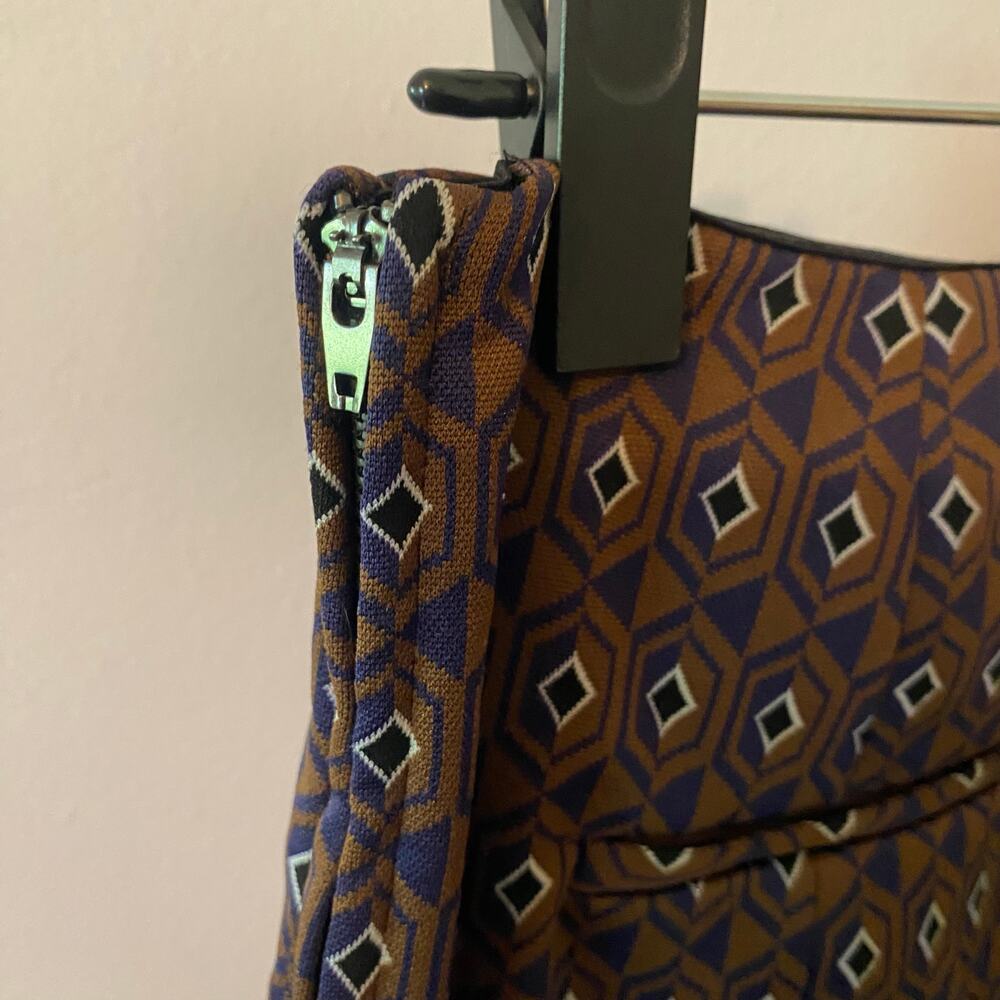 Zara Brown Navy Patterned Stretchy Straight Leg Dress Pants Boho Women's Small - Picture 7 of 12